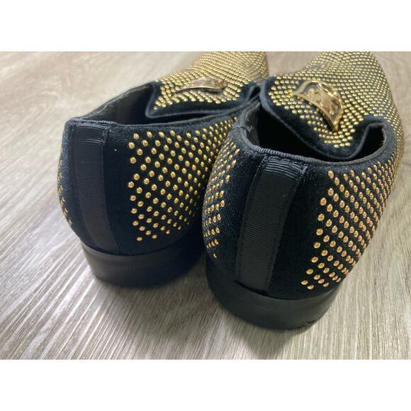 Stacy Adams Men's Swagger Studded Slip-On Loafers Black Size 8.5‎ Black Gold - Picture 10 of 15